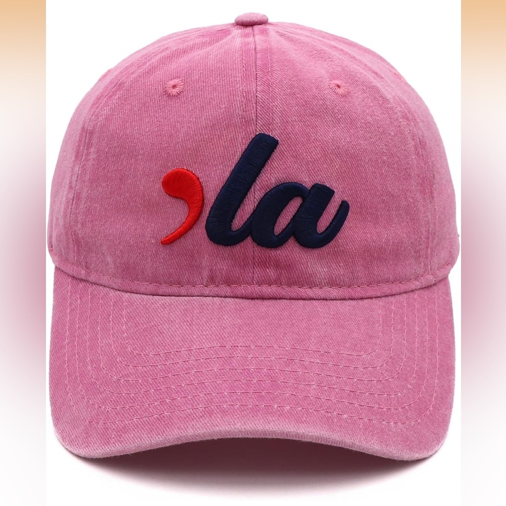Embroidered ,la Pink Ball Cap Hat